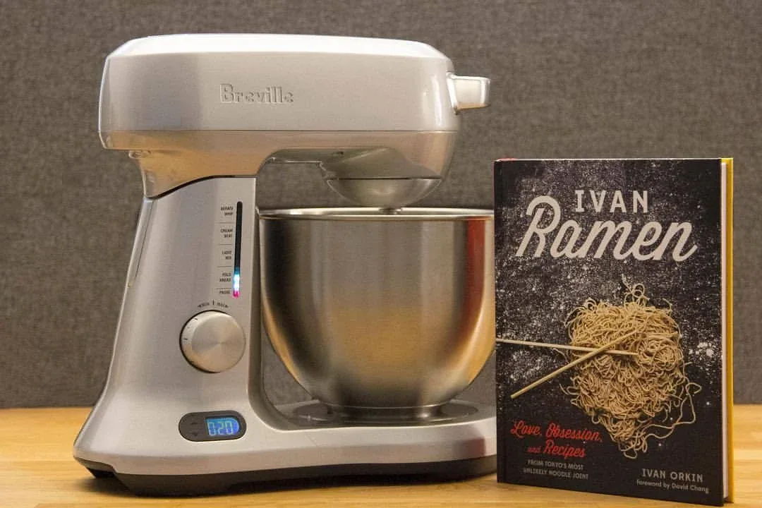 Breville mixer beside the Ivan Ramen cookbook
