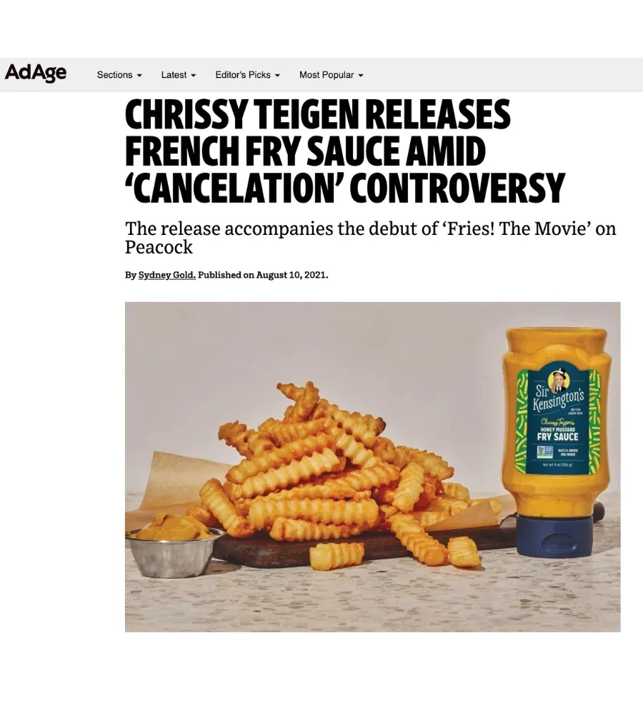 Ad Age coverage of the Fries! The Movie release and Sir Kensington’s fry sauce